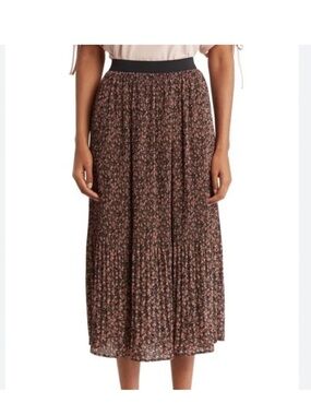 Adrianna Papell Woven Print Midi Skirt